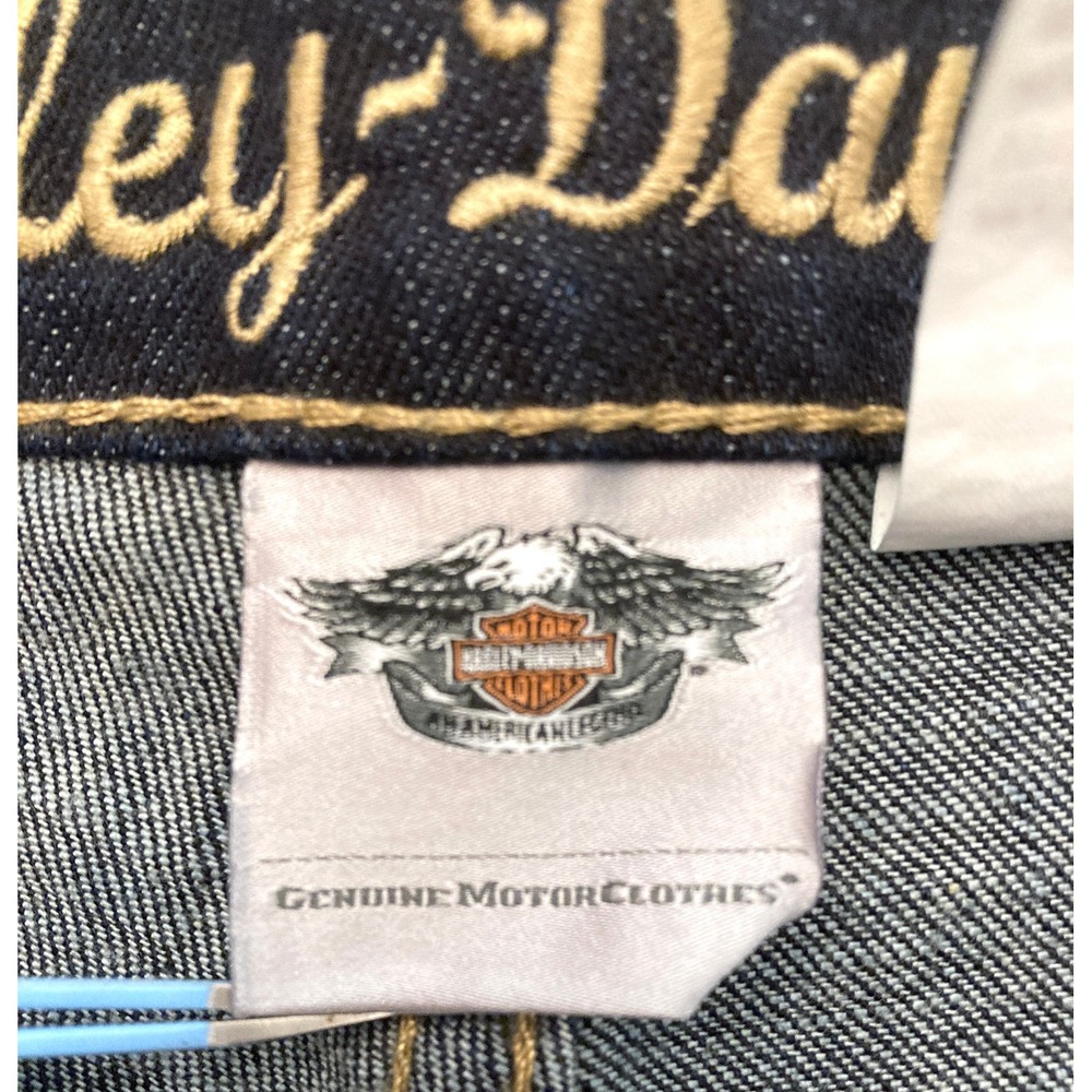 Harley Davidson Jeans Bootcut Mid-Rise Embellished Pocket Womens 14 Dk Wash NEW - Picture 5 of 16